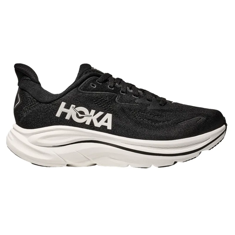 Hoka Women's Clifton 10 Neutral Running Shoes in Black / White 