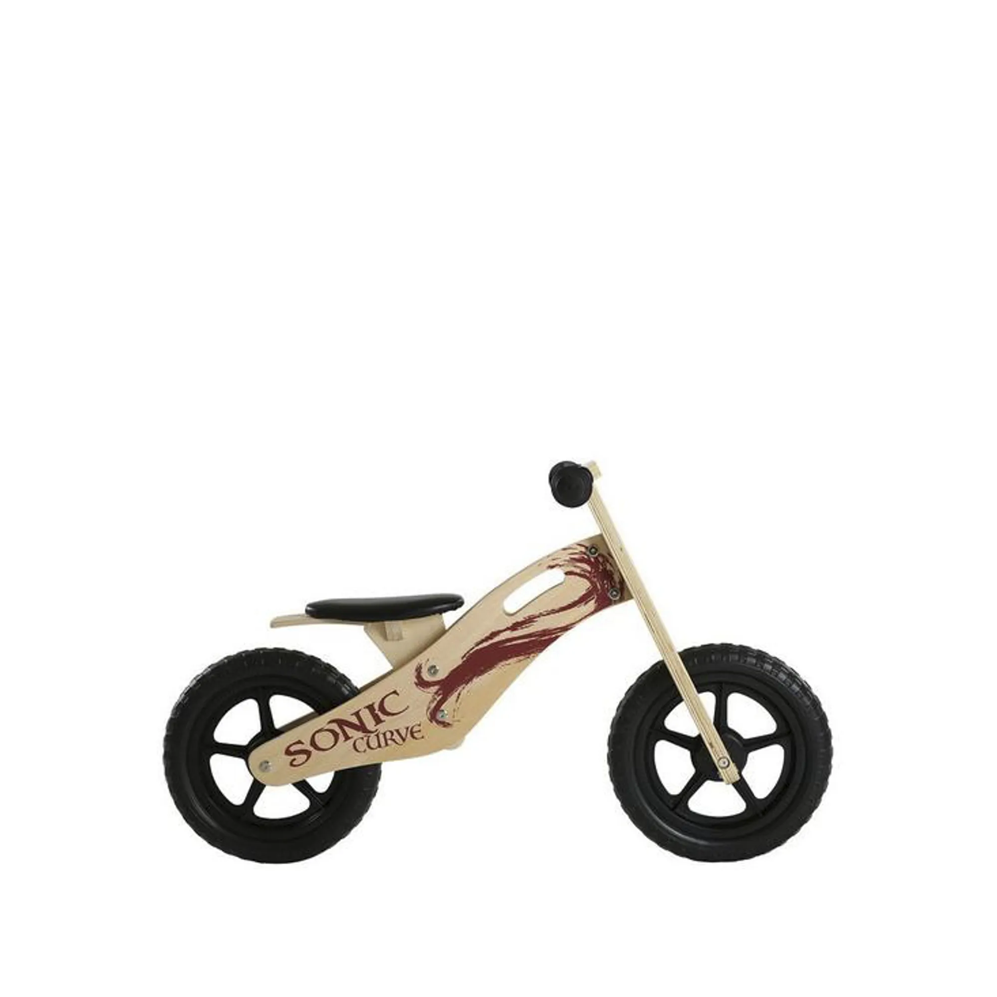Sonic Curve Unisex Wooden Balance Bike 10 inch