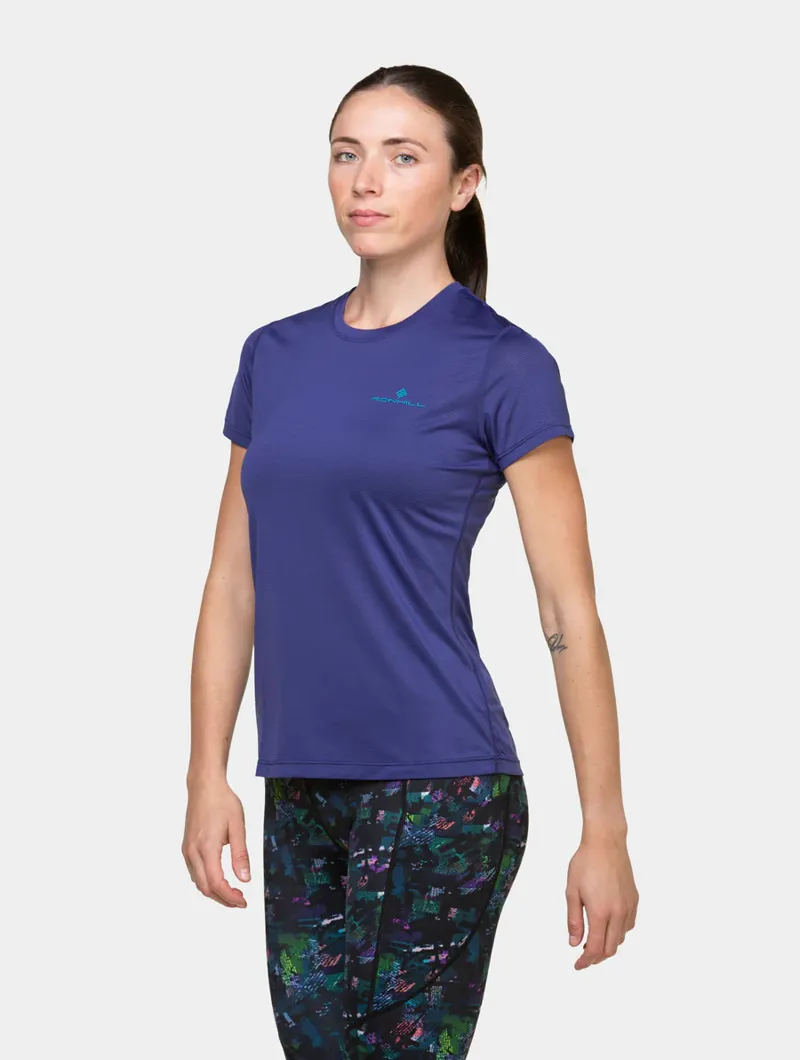 Ronhill Women's Tech Short Sleeve T-Shirt in Deep Ocean Marine-3