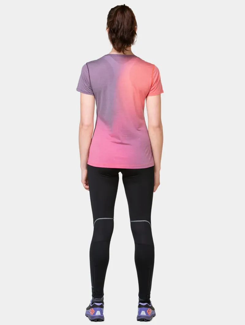 Ron Hill Women's Tech Golden Hour Running Top in Dark Damson/Sunset-3