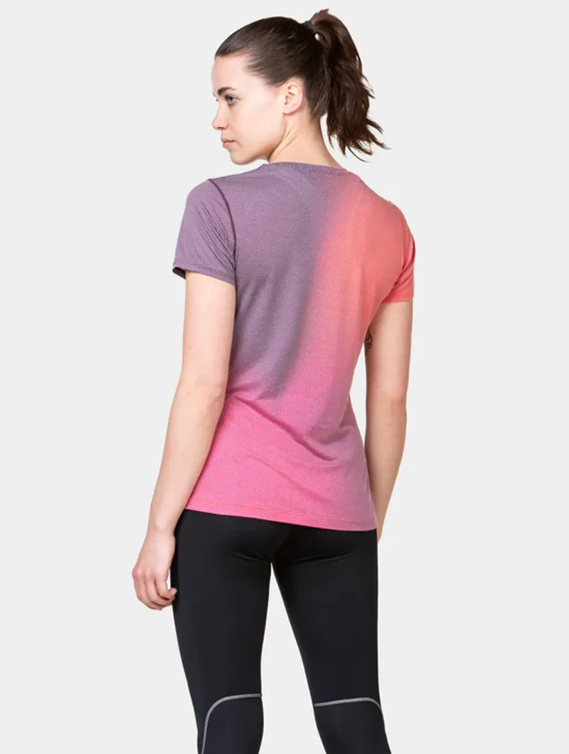Ron Hill Women's Tech Golden Hour Running Top in Dark Damson/Sunset-4