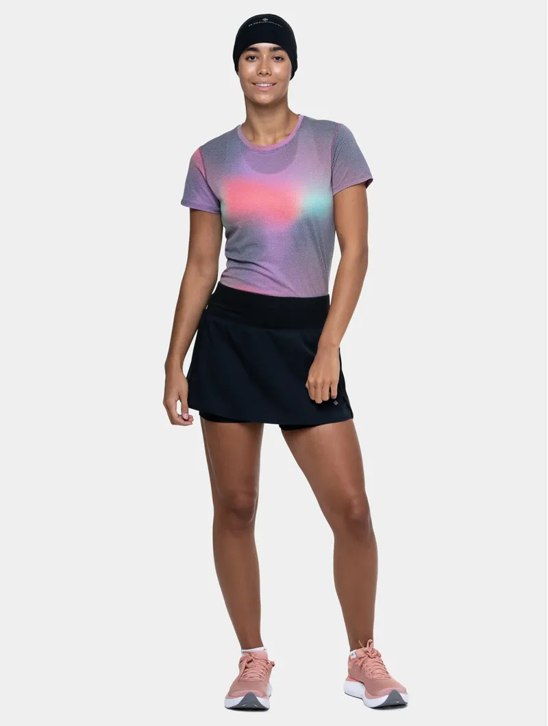 RonHill Women's Tech Running Skort with Shorts in All Black-3