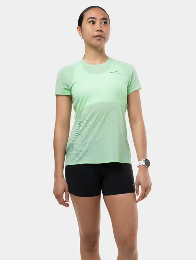 Ron Hill Women's Tech Race Short Sleeve T Shirt in Seafoam/Laurel-4