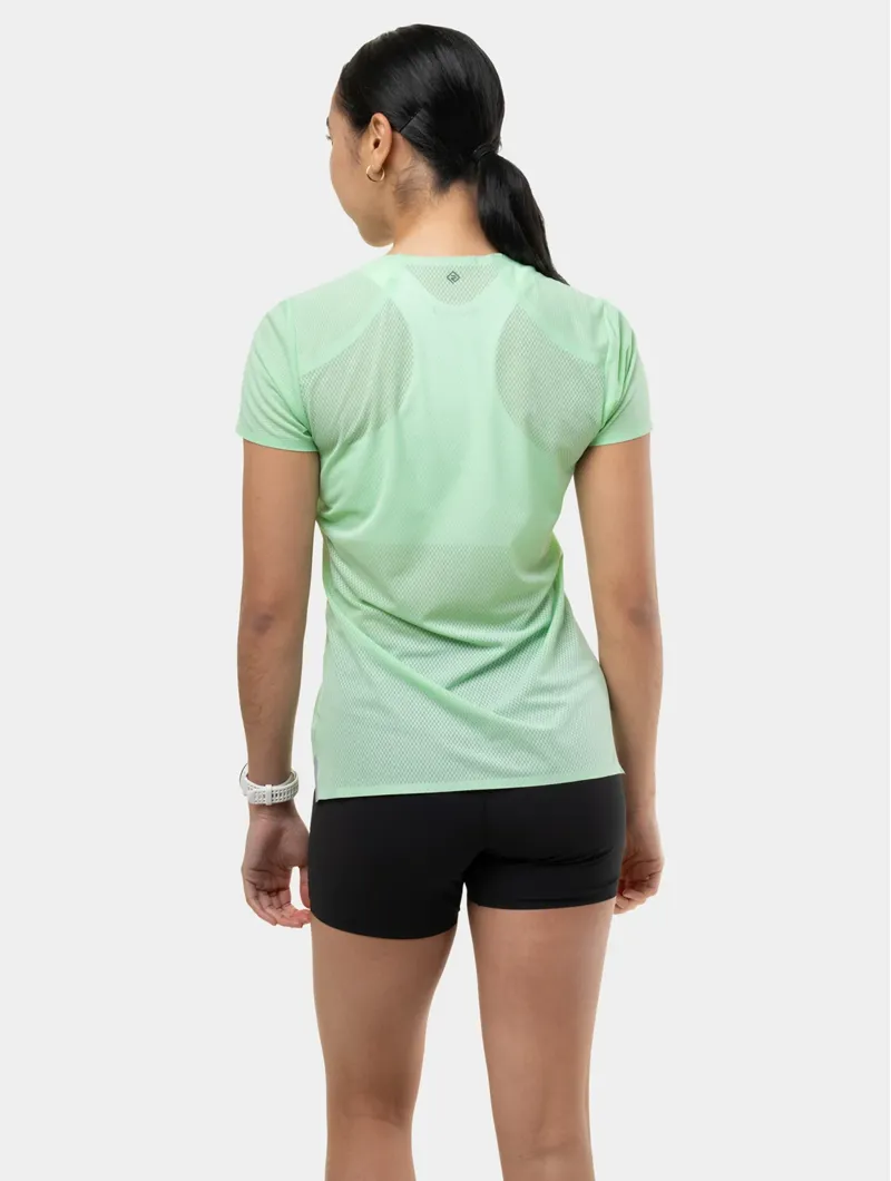 Ron Hill Women's Tech Race Short Sleeve T Shirt in Seafoam/Laurel-2