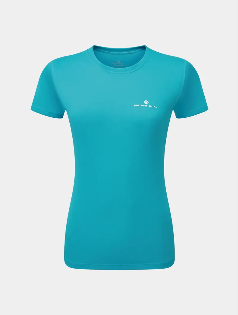 RonHill Women's Core Short Sleeve Running Top in Azure / Bright White