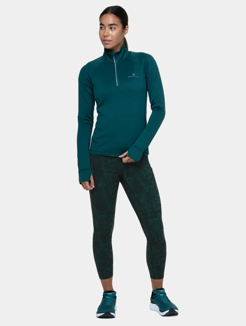 RonHill Women's Tech Crop Tight Running Leggings in Seaweed Medua-1