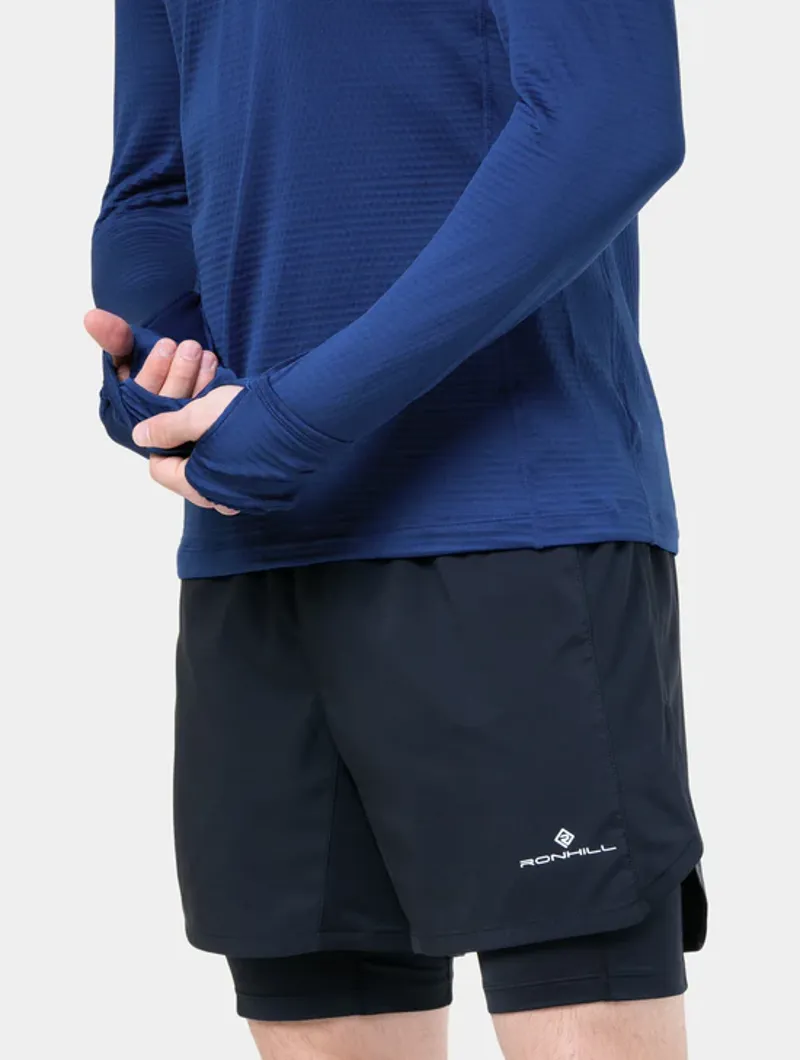 RonHill Men's Tech Winter Running Base Layer Top in Ocean/Blue-4