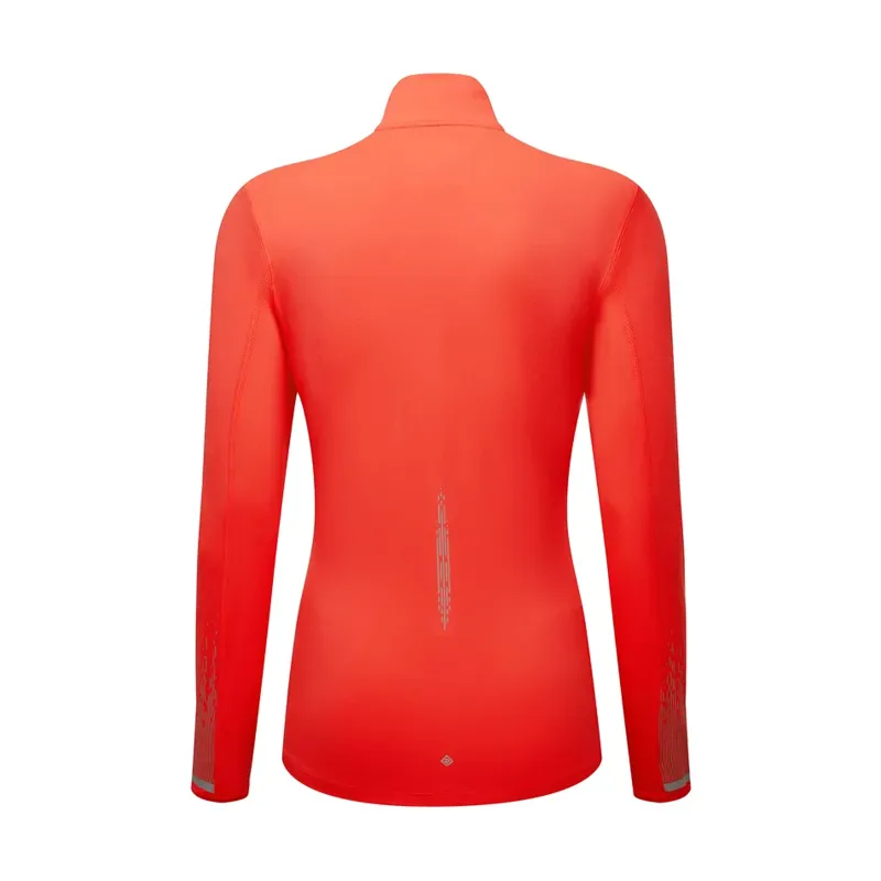 Ron Hill Women's Tech Reflect 1/2 Zip Running Top in Hot Coral/Reflect-1
