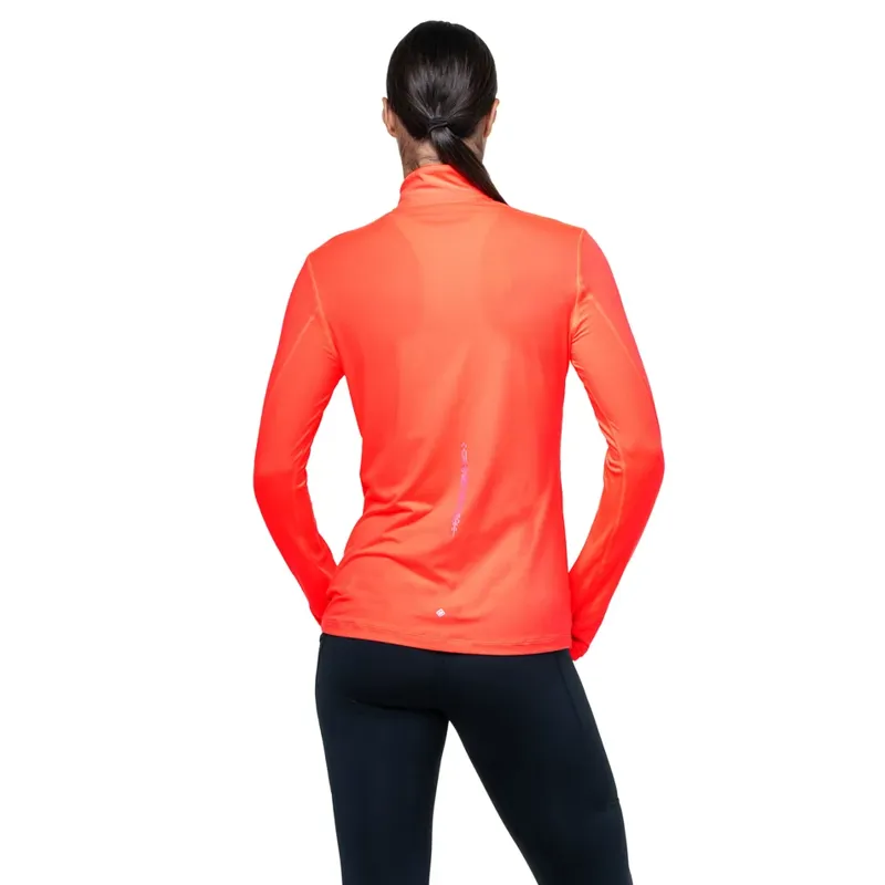 Ron Hill Women's Tech Reflect 1/2 Zip Running Top in Hot Coral/Reflect-5