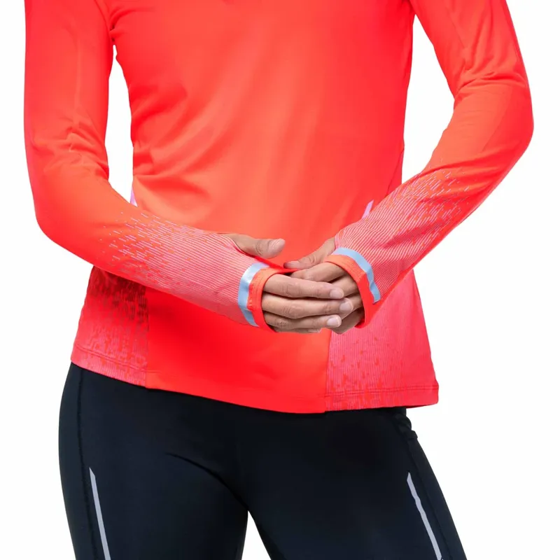 Ron Hill Women's Tech Reflect 1/2 Zip Running Top in Hot Coral/Reflect-3