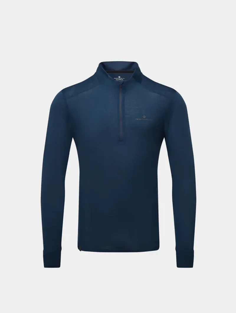 RonHill Men's Tech Merino Running Base Layer in Dark Navy/Oxide