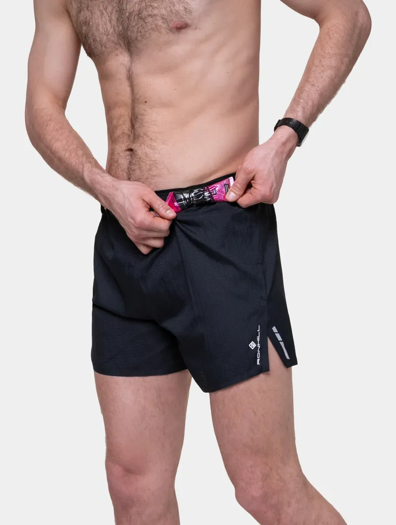 Ronhill Men's Tech Race 5 Running Shorts in All Black -5