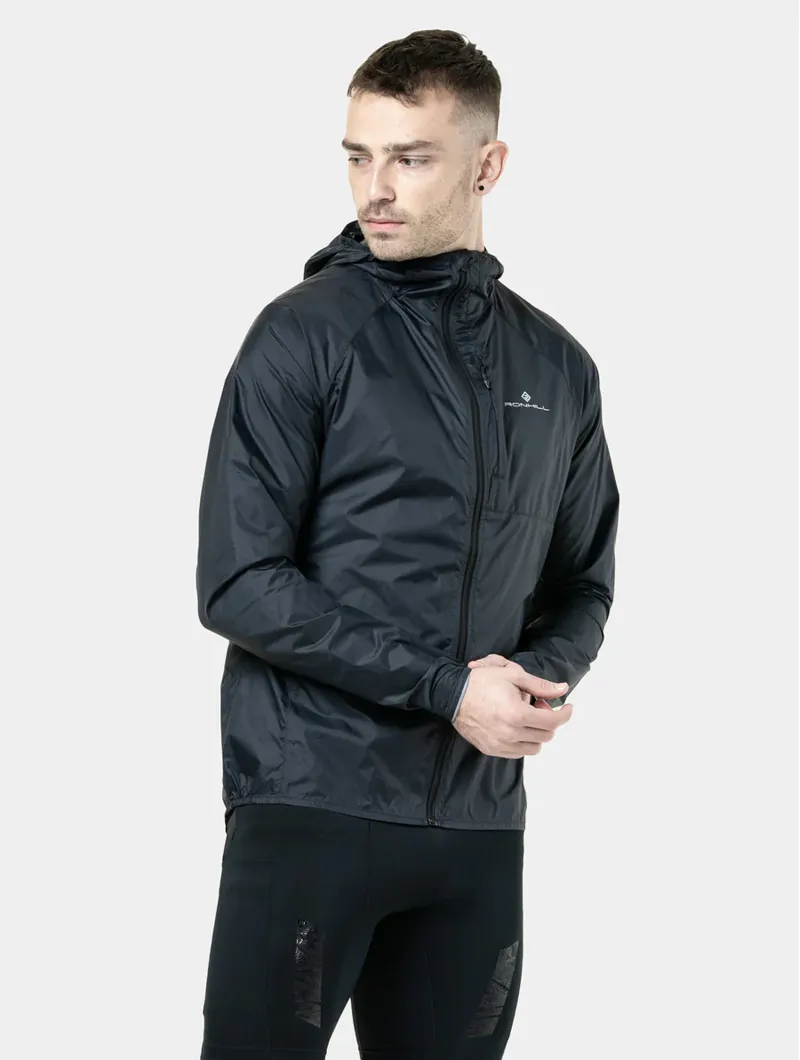 RonHill Men's Tech All-Terrain Running Jacket in All Black-2