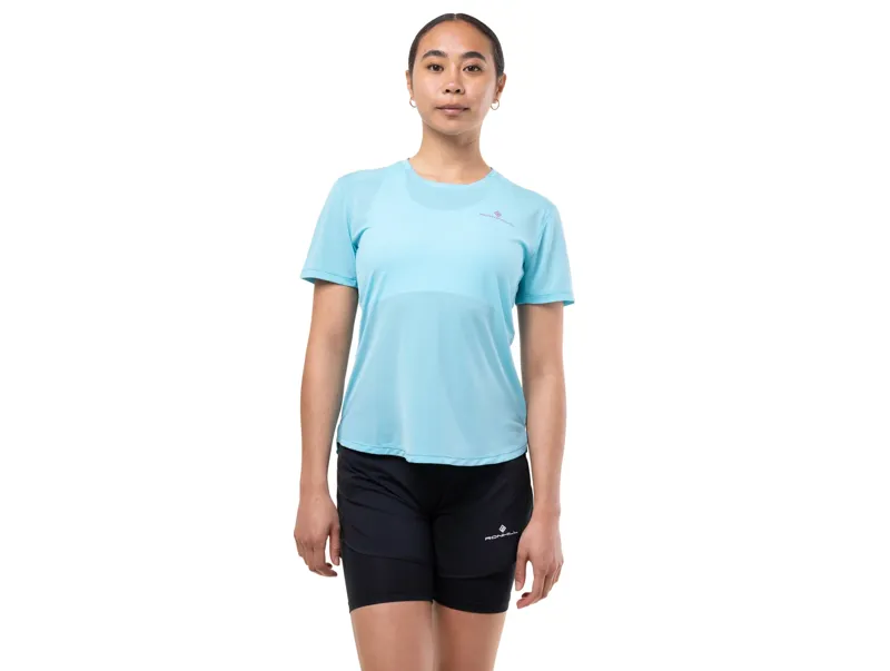 Ronhill Women's Tech Short Sleev Running Top in Larimar/Exuberance-2
