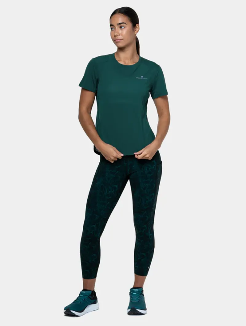 RonHill Women's Tech Short Sleeve Running Top in Seaweed/Iris-3