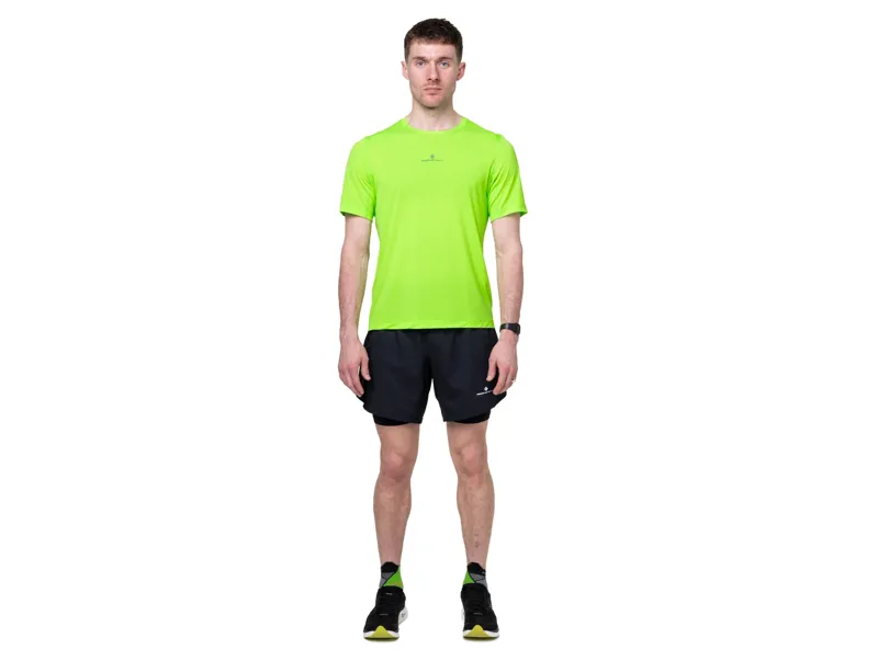 Ronhill Men's Tech Short Sleeved T-Shirt Fluo Green/Dark Cobalt-3