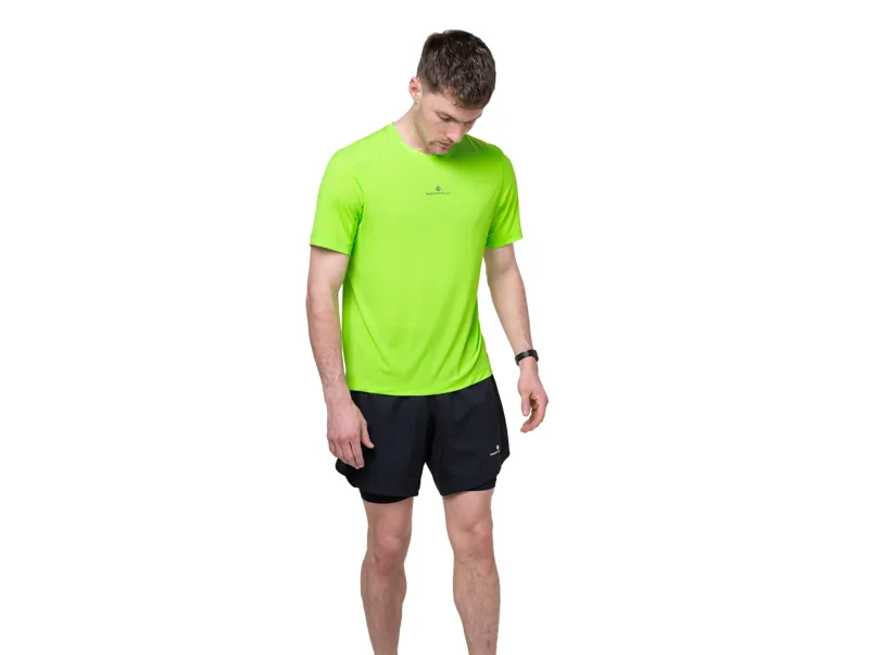 Ronhill Men's Tech Short Sleeve Race T Shirt in Fluo Green/Dark Cobalt -1