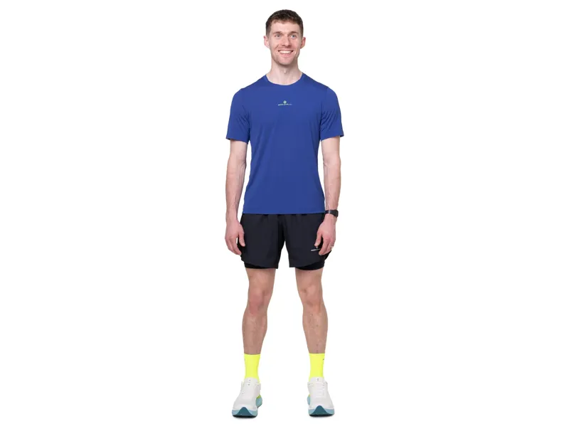 Ronhill Men's Tech S/S Running T shirt in Dark Cobalt/Fluo Green-3
