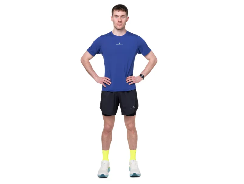 Ronhill Men's Tech S/S Running T shirt in Dark Cobalt/Fluo Green-2