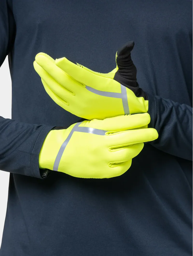 RonHill Wind-Block Running Gloves in Fluorescent Hi Vis Yellow-1