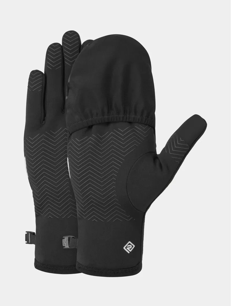 Ron Hill Wind-Block Convertible Running Gloves in Black-1