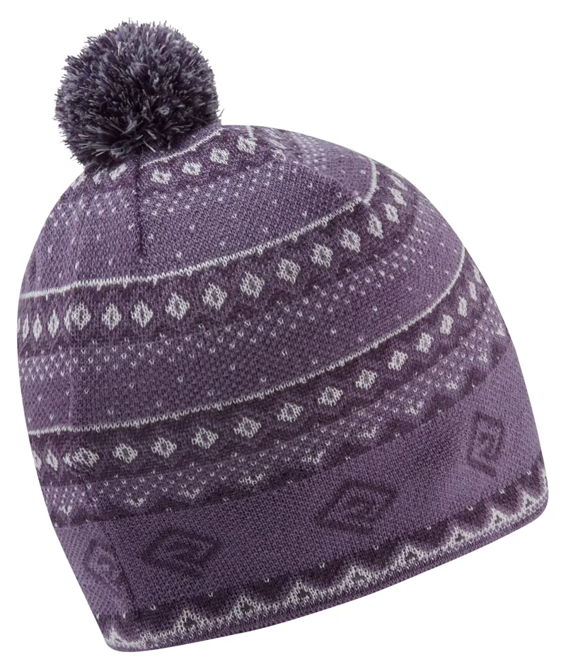 Ronhill Winter Bobble Hat in Dark Iris/White-1