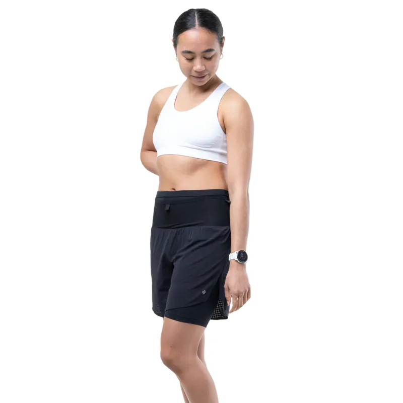 Ronhill Women's Tech All-Terrain 5 Twin Running Shorts in All Black-6