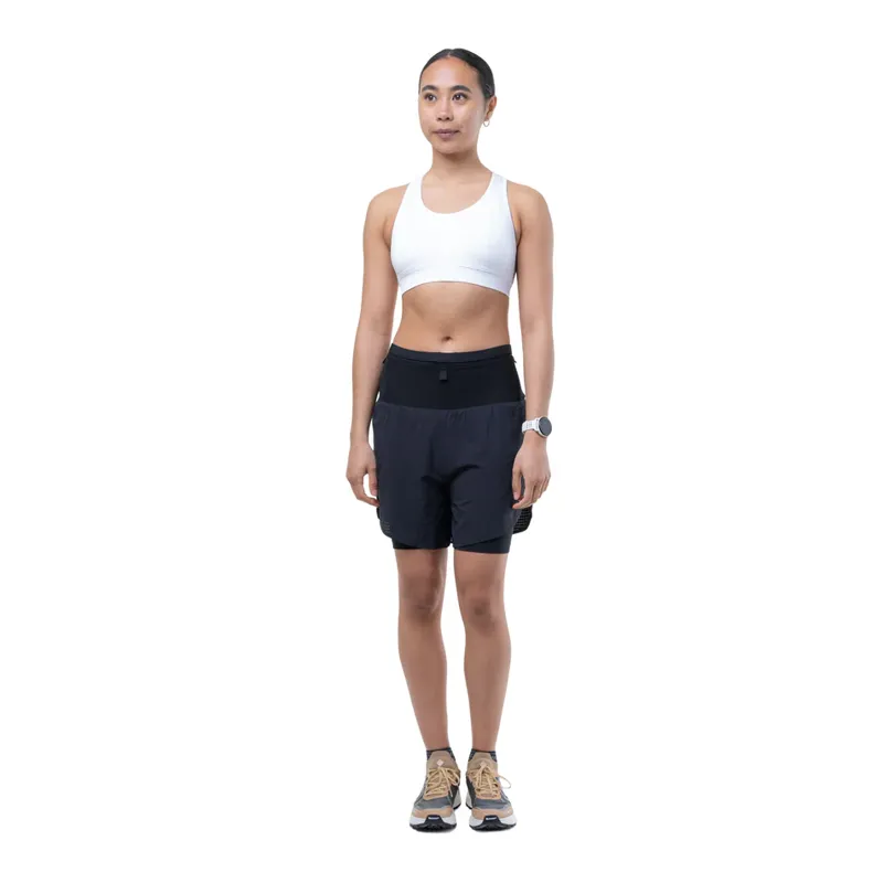 Ronhill Women's Tech All-Terrain 5 Twin Running Shorts in All Black-2