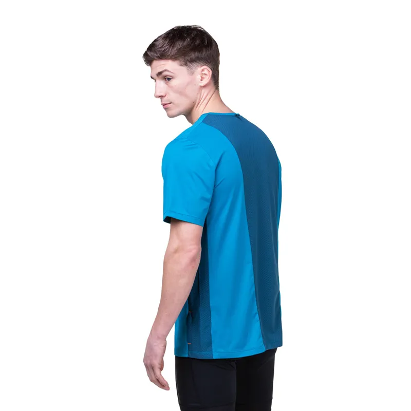 Ron Hill  Men's Tech 1/2 Zip Running T-Shirt in Petrol/Fluo Orange-4