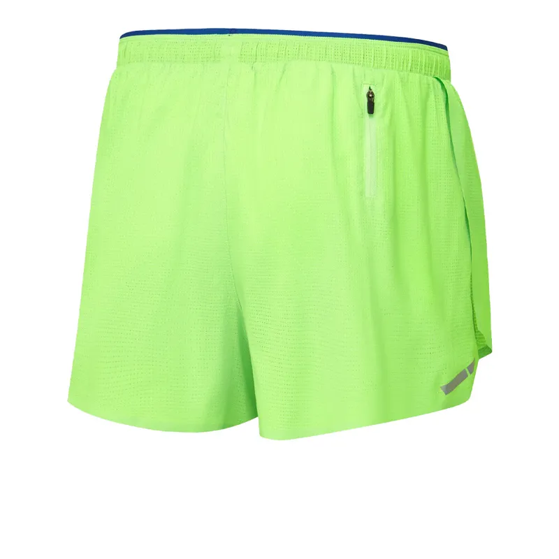 Ronhill Men's Tech 5 Race Running Shorts in  Fluo Green/Dark Cobalt -3