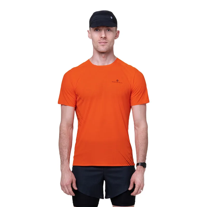 Ron Hill Men's Tech Short Sleeve Race T Shirt in Ronhill Red/Black 