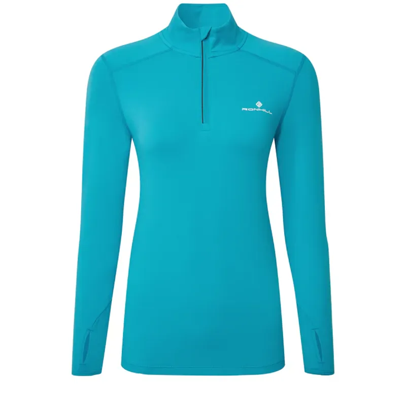 Ronhill Women's Core Thermal Base Layer Top 1/2 Zip in Azure/Bright White