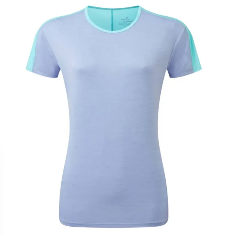 Ronhill Women's Tech Glide Short Sleeve T Shirt in Periwinkle Marl/ Aquamint