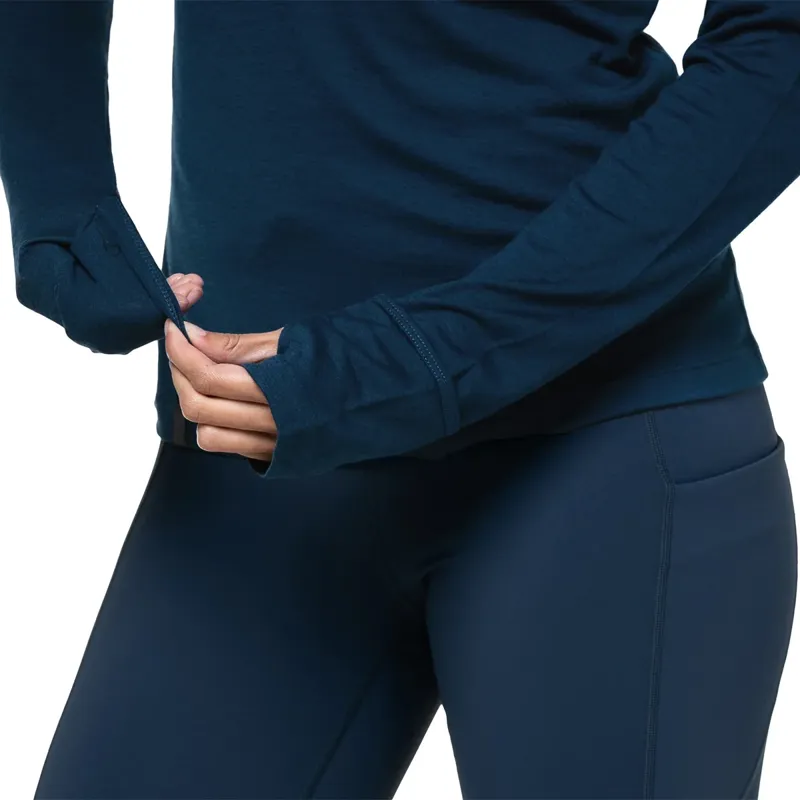 Ron Hill Women's Tech Merino 1/2 Zip Running Top in Navy Dusty Tulip-1