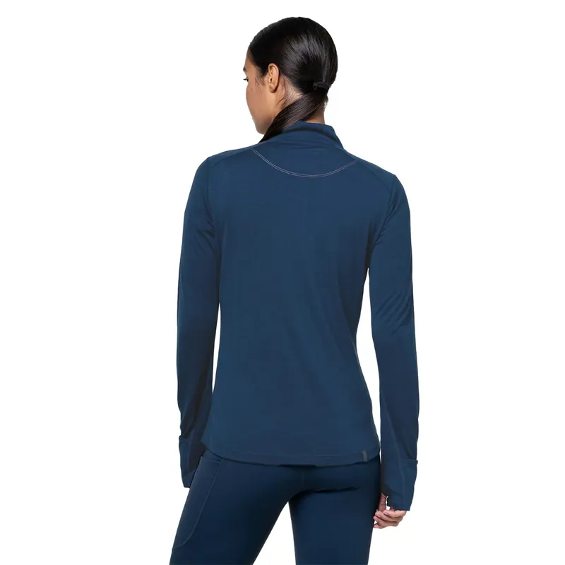 Ron Hill Women's Tech Merino 1/2 Zip Running Top in Navy Dusty Tulip-3