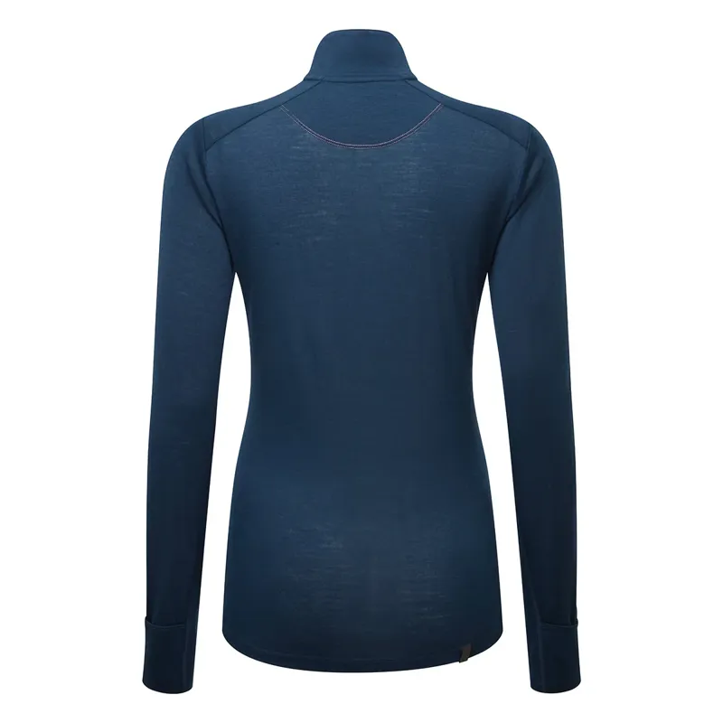 Ron Hill Women's Tech Merino 1/2 Zip Running Top in Navy Dusty Tulip-2
