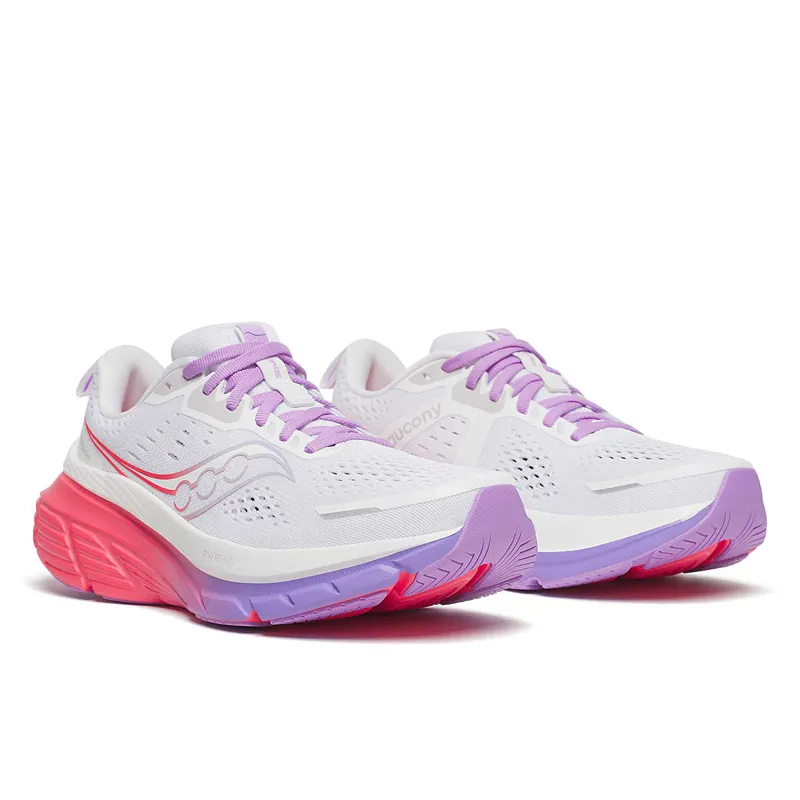 Saucony Women's Guide 18 Running Shoes in White/Crocus-5