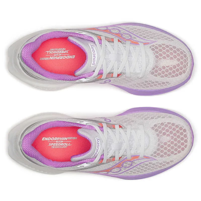 Saucony Women's Endorphin Speed 5 Racing Shoes in White/Crocus-2