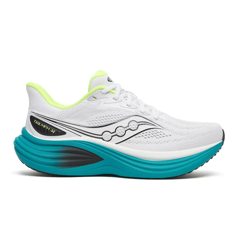 Saucony Men's Triumph 24 Running Shoes in White/Tranquil 