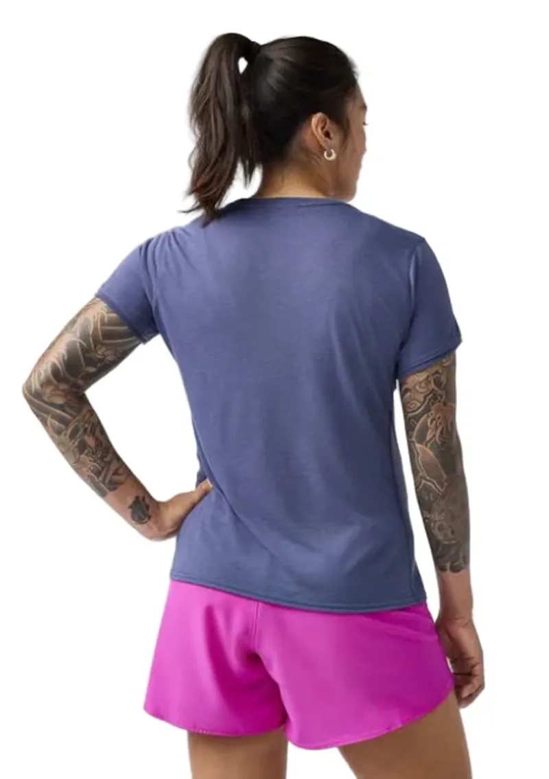 Brooks Women's Distance Running T Shirt 3.0 in HTR Nightshadow Logo-1