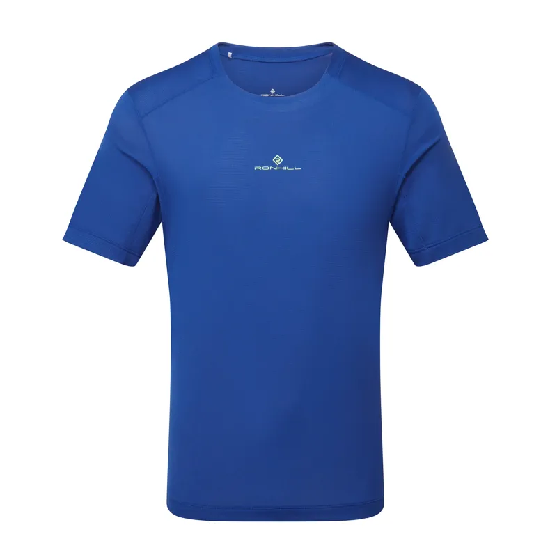 Ronhill Men's Tech S/S Running T shirt in Dark Cobalt/Fluo Green