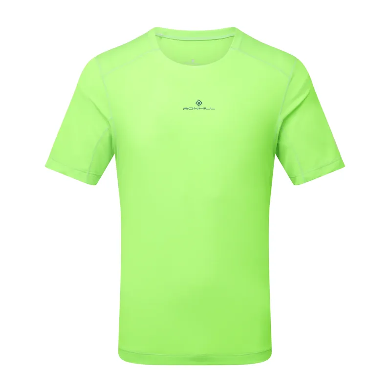 Ronhill Men's Tech Short Sleeved T-Shirt Fluo Green/Dark Cobalt