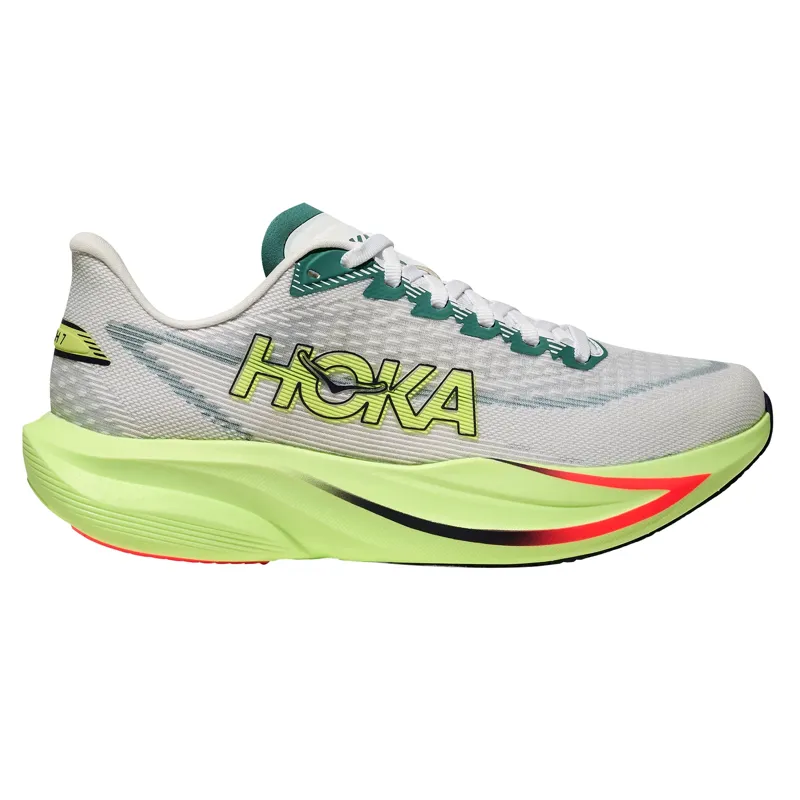Hoka Men's Mach 7 Neutral Running Shoes in Frost / Neon Yuzu