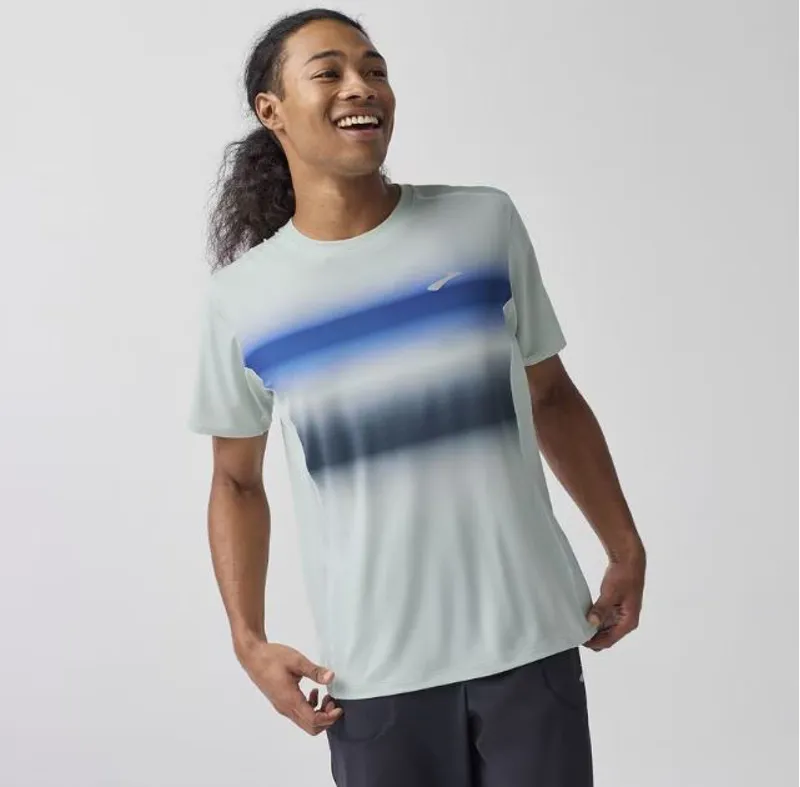 Brooks Men's Atmosphere 3.0 Running Top in Smoke/Shadow Stripe