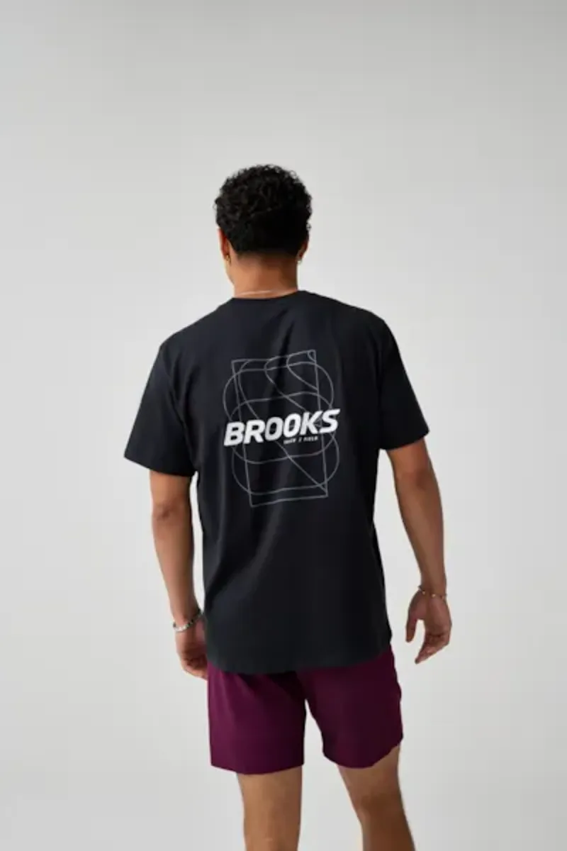 Brooks Men's Graphic Short Sleeve T Shirt Black/White/Slate Grey-1