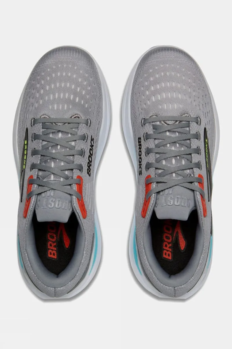 Brooks Men's Ghost Max 3 Running Shoes in Primer Grey/Antarctica/Red -3