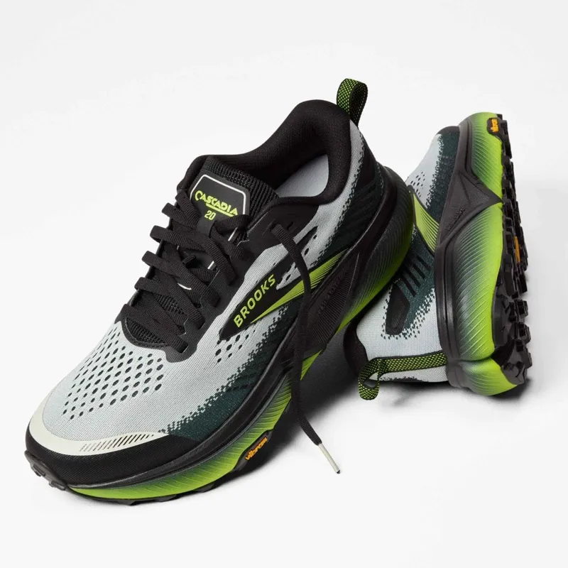 Brooks Men's Cascadia 20 Trail Running Shoes in Grey/Black/Nightlife-4