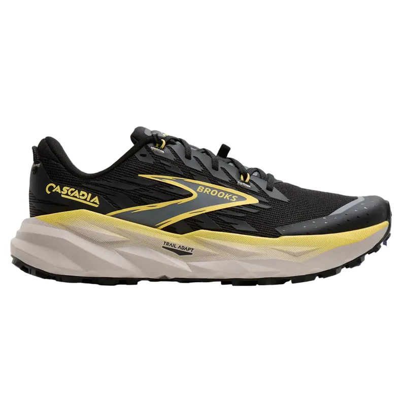 Brooks Men's Cascadia 19 Trail Shoes in Black/Yellow/Chateau