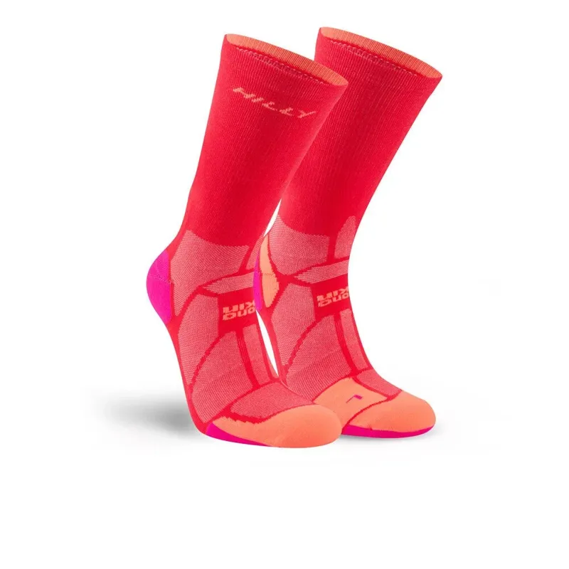 Hilly Marathon Fresh Crew Sock Min Cushioning Socks Hot Pink/Neon Candy-2