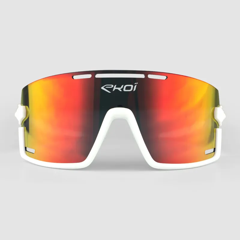 EKOI PERSOEVO8 Cat3 Cycling Glasses in White Revo Red 